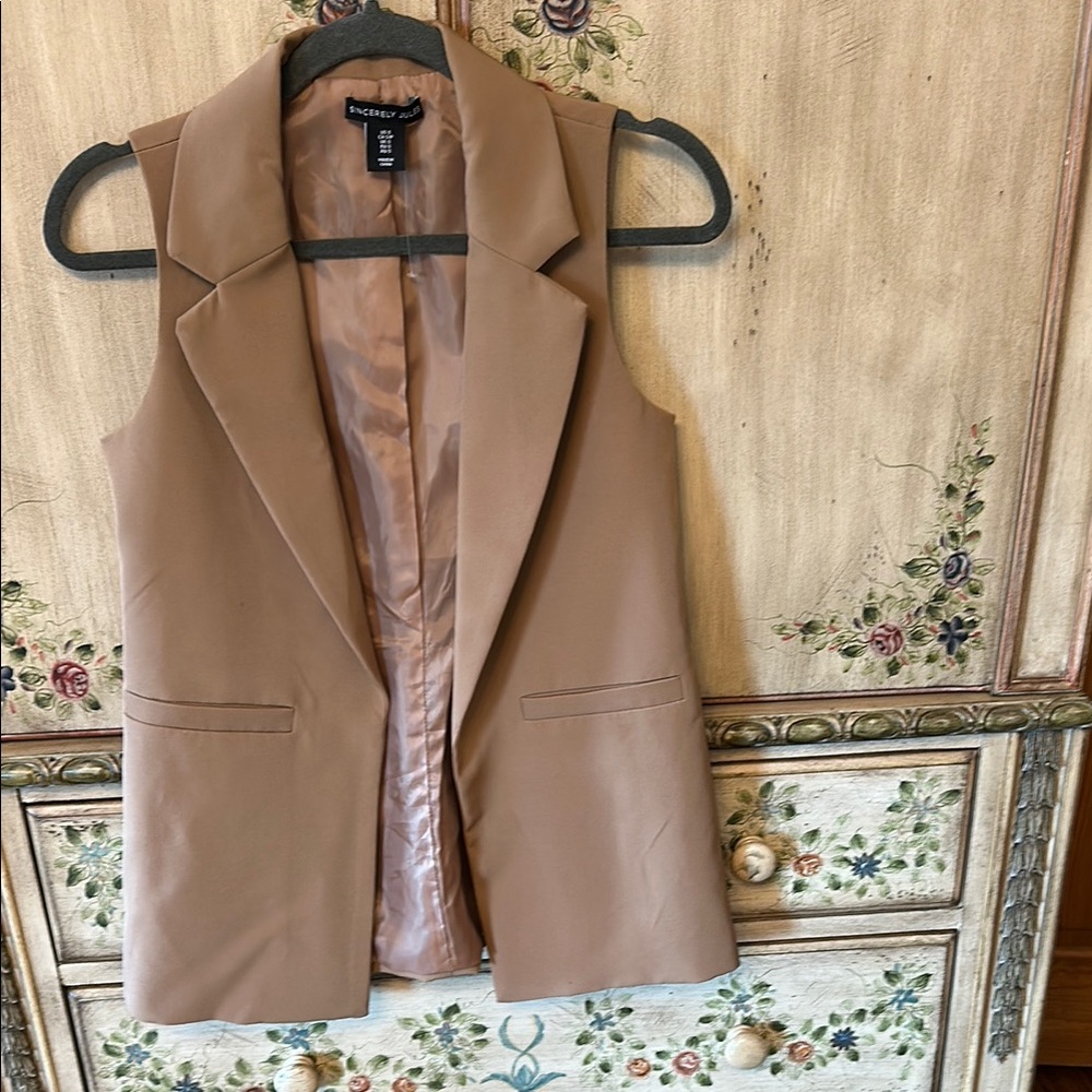 INC International Concepts Women's Tan Sleeveless Blazer